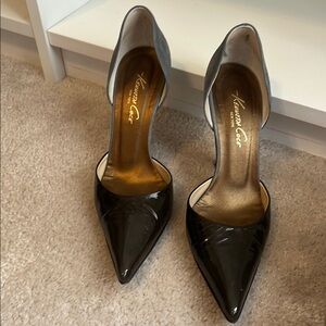 Grey Suede and Patent Leather Pumps